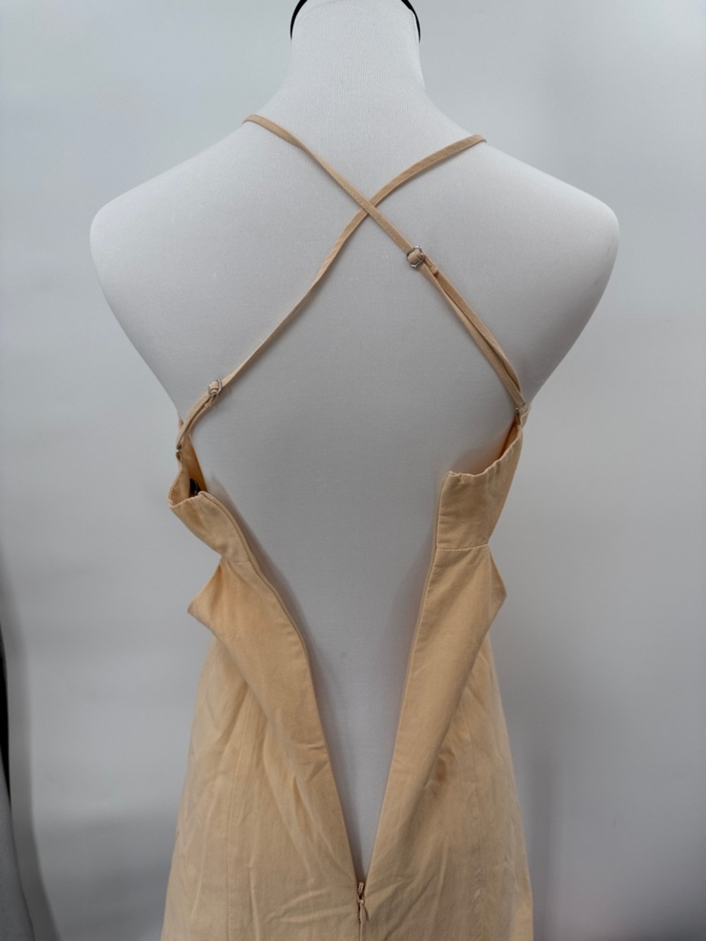 Zara Light Yellow Cut Out Linen Blend Dress - Picture 8 of 9